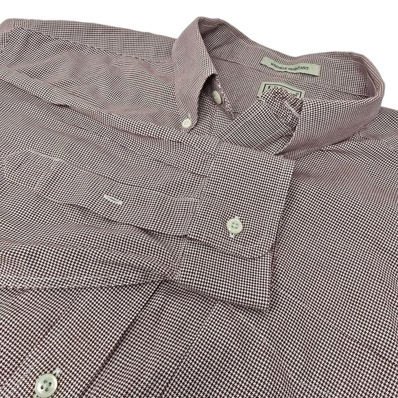 L.L. Bean Button‎ Down Dress Shirt XL Men's Maroon White Long Sleeve - Picture 1 of 8